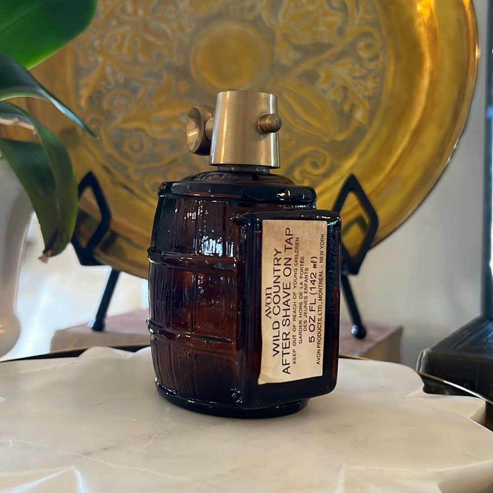 Vintage 1970s Avon Wild Country After Shave On Tap Cologne Glass Decanter Bottle